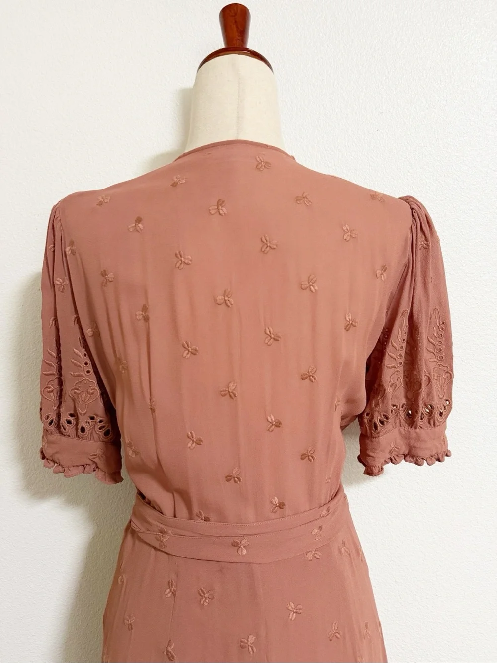 Reformation Annalise Embroidered Floral Wrap Midi Dress - Picture 7 of 15